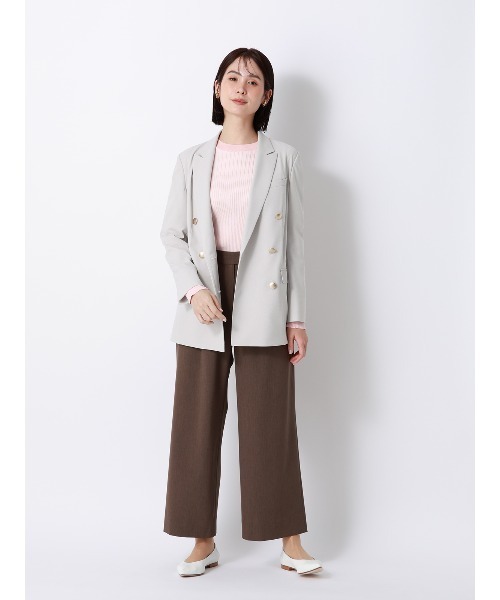 SUIT SQUARE(スーツスクエア)の「CHANTOWA/ダブルブレストジャケット/ウォッシャブル/ドビーストレッチ/織柄(テーラードジャケット・レディース・ネイビー/グレー・36/38/40/42)」の18枚目の写真