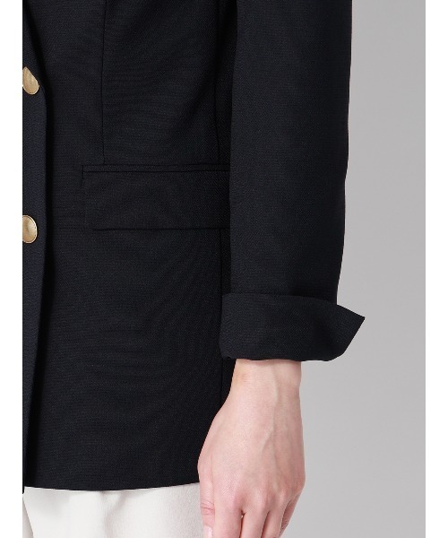 SUIT SQUARE(スーツスクエア)の「CHANTOWA/ダブルブレストジャケット/ウォッシャブル/ドビーストレッチ/織柄(テーラードジャケット・レディース・ネイビー/グレー・36/38/40/42)」の10枚目の写真