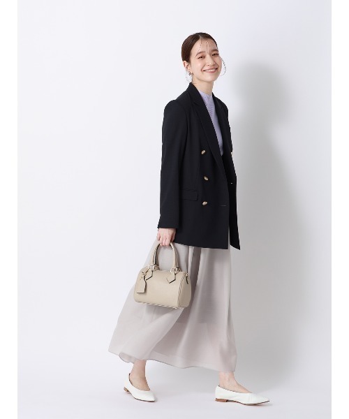 SUIT SQUARE(スーツスクエア)の「CHANTOWA/ダブルブレストジャケット/ウォッシャブル/ドビーストレッチ/織柄(テーラードジャケット・レディース・ネイビー/グレー・36/38/40/42)」の6枚目の写真