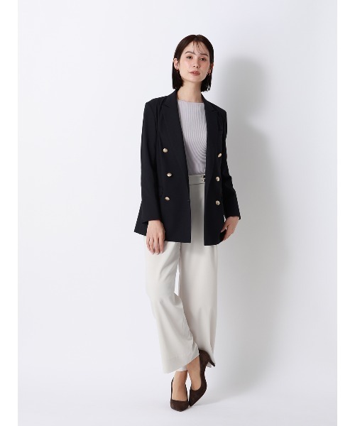 SUIT SQUARE(スーツスクエア)の「CHANTOWA/ダブルブレストジャケット/ウォッシャブル/ドビーストレッチ/織柄(テーラードジャケット・レディース・ネイビー/グレー・36/38/40/42)」の5枚目の写真