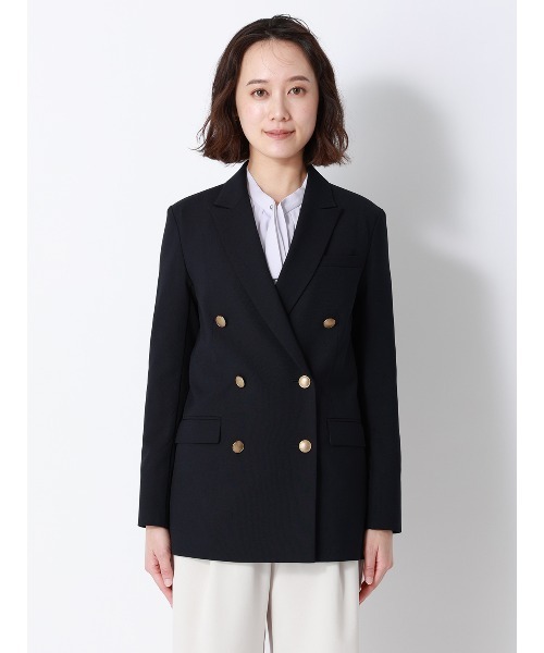 SUIT SQUARE(スーツスクエア)の「CHANTOWA/ダブルブレストジャケット/ウォッシャブル/ドビーストレッチ/織柄(テーラードジャケット・レディース・ネイビー/グレー・36/38/40/42)」の16枚目の写真