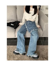 ラップ風フリンジデニムパンツ