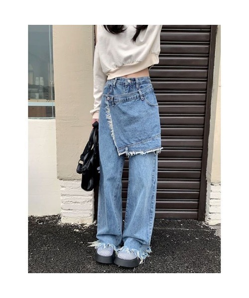 CHEER(チアー)の「ラップ風フリンジデニムパンツ(デニムパンツ・レディース・サックスブルー・L/M/S)」の18枚目の写真