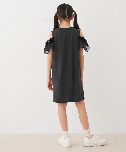 coca(coca)(コカ)の「キッズ 袖シアーワンピース(ワンピース・キッズ・チャコール/ライトピンク・130/140/150/120)」の5枚目の写真