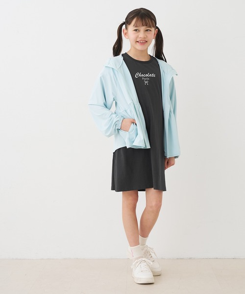 coca(coca)(コカ)の「キッズ 袖シアーワンピース(ワンピース・キッズ・チャコール/ライトピンク・130/140/150/120)」の7枚目の写真