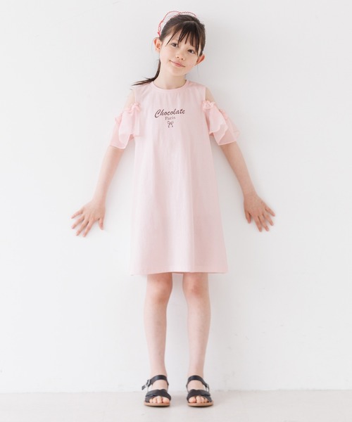 coca(coca)(コカ)の「キッズ 袖シアーワンピース(ワンピース・キッズ・チャコール/ライトピンク・130/140/150/120)」の8枚目の写真