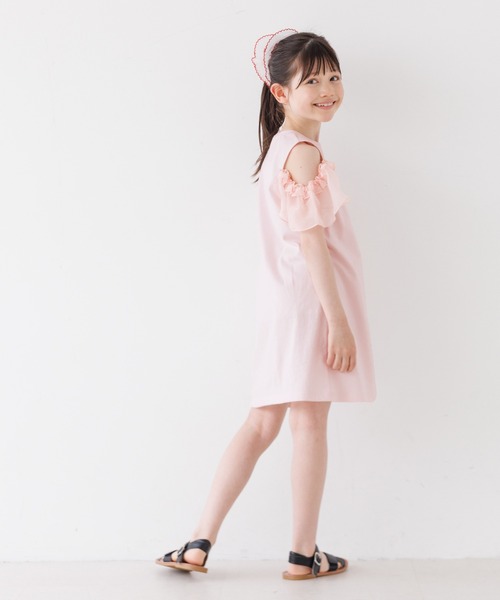 coca(coca)(コカ)の「キッズ 袖シアーワンピース(ワンピース・キッズ・チャコール/ライトピンク・130/140/150/120)」の9枚目の写真