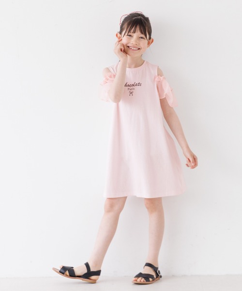 coca(coca)(コカ)の「キッズ 袖シアーワンピース(ワンピース・キッズ・チャコール/ライトピンク・130/140/150/120)」の12枚目の写真