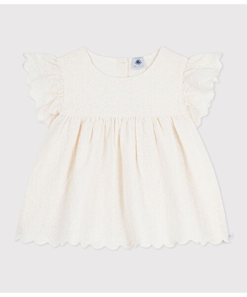 PETIT BATEAU(プチバトー)の「ハート刺繍半袖ブラウス(シャツ/ブラウス・キッズ・オフホワイト・12YEAR/10YEAR/8YEAR/6YEAR)」の4枚目の写真