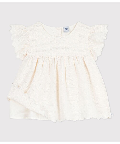 PETIT BATEAU(プチバトー)の「ハート刺繍半袖ブラウス(シャツ/ブラウス・キッズ・オフホワイト・12YEAR/10YEAR/8YEAR/6YEAR)」の5枚目の写真