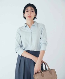 IEDIT 抗菌防臭加工 きちんと見えてのびやかな 美ノビストライプスキッパーブラウス