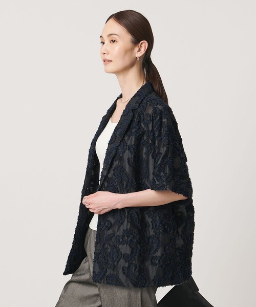 UNITED ARROWS（ユナイテッドアローズ）の「カット ジャガード ジャケット ‐ウォッシャブル‐（テーラードジャケット・レディース・ネイビー・36/38）」の2枚目の写真