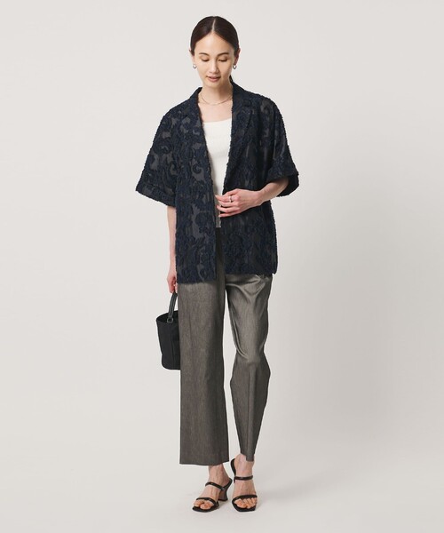 UNITED ARROWS（ユナイテッドアローズ）の「カット ジャガード ジャケット ‐ウォッシャブル‐（テーラードジャケット・レディース・ネイビー・36/38）」の3枚目の写真