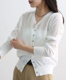 Futier land（フューティアランド）の「【UVカット・接触冷感】冷房対策もできて、きれいめに見える。 Vネックシアーサマーニットカーディガン（カーディガン/ボレロ）」