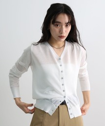 Futier land（フューティアランド）の「【UVカット・接触冷感】冷房対策もできて、きれいめに見える。 Vネックシアーサマーニットカーディガン（カーディガン/ボレロ）」