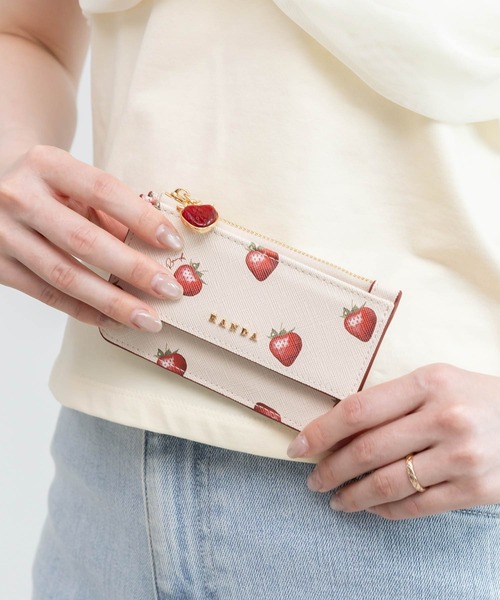Cherry＆Strawberry】チャーム付きフラップフラグメントケース（カード