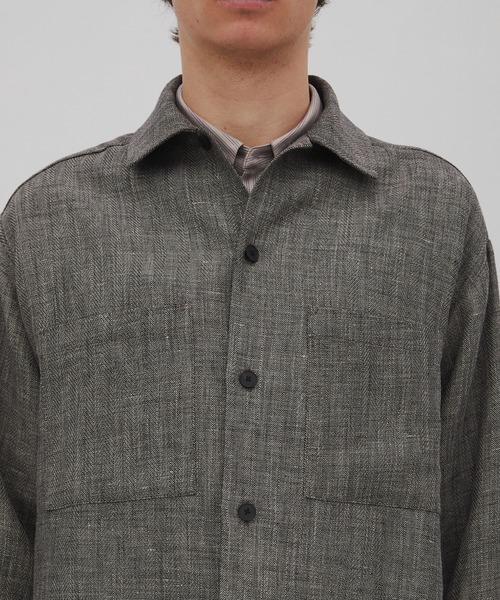 CITY TOKYO（シティトウキョウ）の「【CITY TOKYO/シティートーキョー】Hemp linen ｵｰﾊﾞｰｼｬﾂ（シャツ/ブラウス・メンズ・ベージュ/ダークグレー・1/3/2）」の9枚目の写真