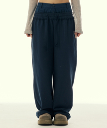 LAYERED WAIST SWEAT PANTS_NAVY