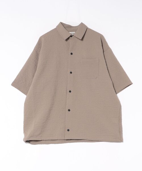 CORISCO(コリスコ)の「シアサッカー裾 ドローコード付半袖シャツ(M1)(シャツ/ブラウス・メンズ・ベージュ/チャコールグレー/ブラック・LARGE/MEDIUM/X-LARGE)」の11枚目の写真