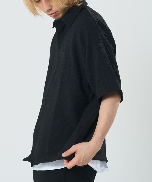 CORISCO(コリスコ)の「シアサッカー裾 ドローコード付半袖シャツ(M1)(シャツ/ブラウス・メンズ・ベージュ/チャコールグレー/ブラック・LARGE/MEDIUM/X-LARGE)」の12枚目の写真