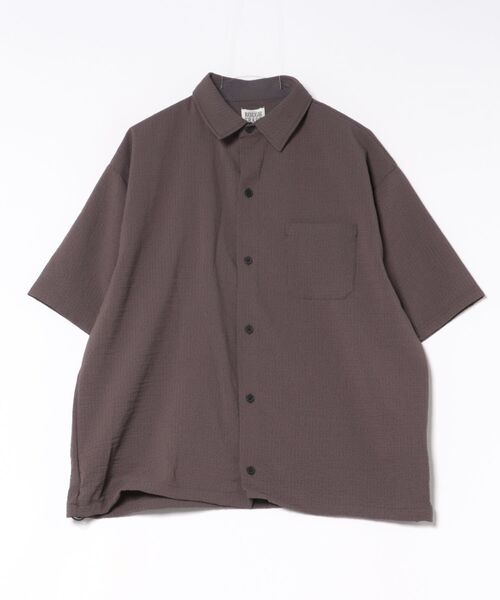 CORISCO(コリスコ)の「シアサッカー裾 ドローコード付半袖シャツ(M1)(シャツ/ブラウス・メンズ・ベージュ/チャコールグレー/ブラック・LARGE/MEDIUM/X-LARGE)」の8枚目の写真