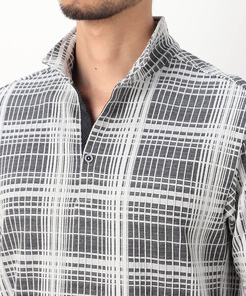 NICOLE CLUB FOR MEN(ニコルクラブフォーメン)の「【NICOLE SPORTS】ブリスターチェックスタンドポロシャツ(ポロシャツ・メンズ・チャコールグレー/ブルー/その他2/その他3・L/M/XL/XXL)」の11枚目の写真