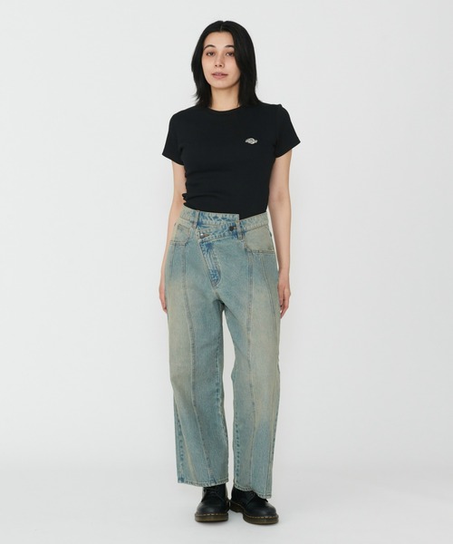 Dickies(ディッキーズ)の「Dickies/ディッキーズ ウエストクロス デニムパンツ/カーブデニムパンツ(デニムパンツ・レディース・ダークインディゴブルー/ライトインディゴブルー・26/28)」の13枚目の写真