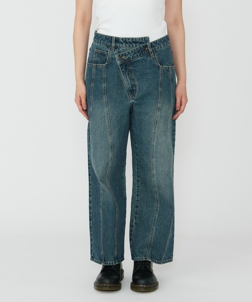 Dickies(ディッキーズ)の「Dickies/ディッキーズ ウエストクロス デニムパンツ/カーブデニムパンツ(デニムパンツ・レディース・ダークインディゴブルー/ライトインディゴブルー・26/28)」の5枚目の写真
