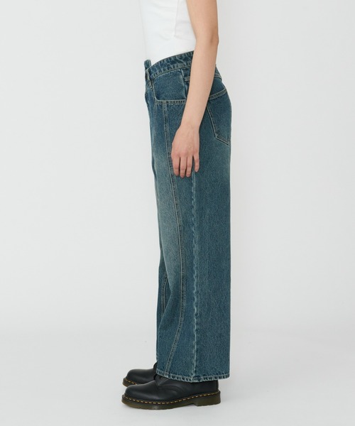 Dickies(ディッキーズ)の「Dickies/ディッキーズ ウエストクロス デニムパンツ/カーブデニムパンツ(デニムパンツ・レディース・ダークインディゴブルー/ライトインディゴブルー・26/28)」の6枚目の写真