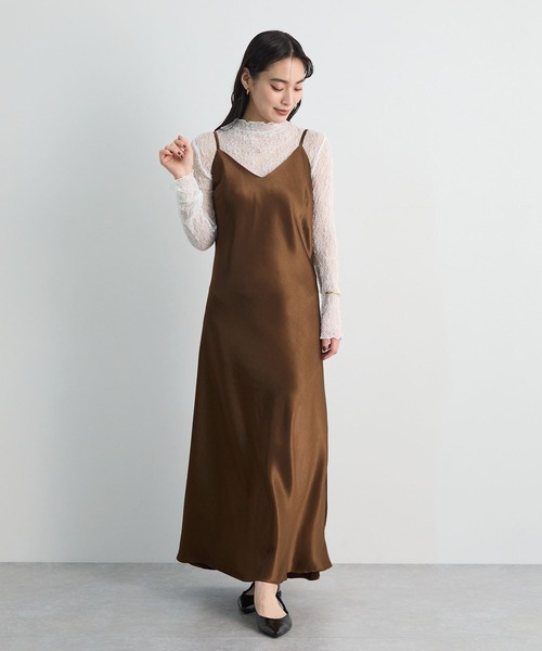 Futier land（フューティアランド）の「【1枚でサマになる】とろみサテンロングキャミワンピース（ワンピース・レディース・ブラウン/ホワイト/ブラック・LARGE/MEDIUM）」の13枚目の写真