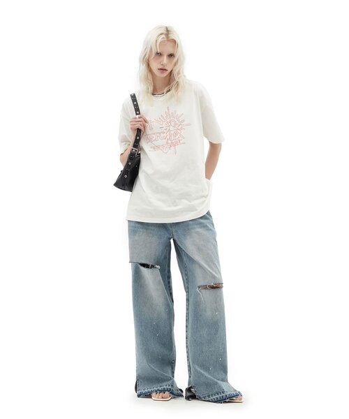 CIAOPANIC(チャオパニック)の「【DEFGARMENTS/デフガーメンツ】WASHED BUCKLE DENIM PANTS(デニムパンツ・レディース・サックスブルー・LARGE/MEDIUM/SMALL)」の3枚目の写真