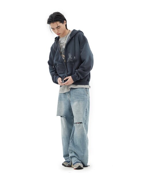 CIAOPANIC(チャオパニック)の「【DEFGARMENTS/デフガーメンツ】WASHED BUCKLE DENIM PANTS(デニムパンツ・レディース・サックスブルー・LARGE/MEDIUM/SMALL)」の8枚目の写真