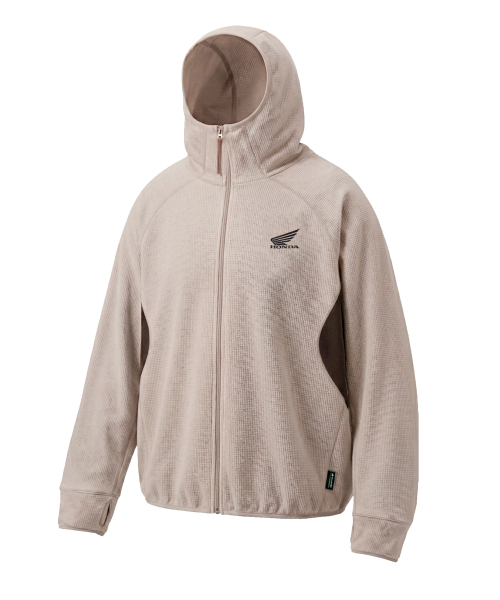 H-Tech Light Weight Waffle Hoodie Zip-Up Beige