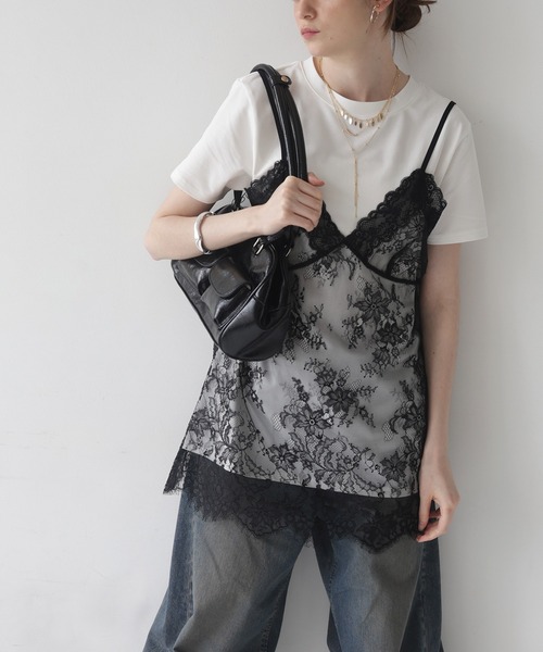 Mili affinity（ミリアフィニティー）の「Tシャツドッキングレースキャミワンピース（Tシャツ/カットソー・レディース・オフホワイト/ブラック/杢グレー・FREE）」の20枚目の写真
