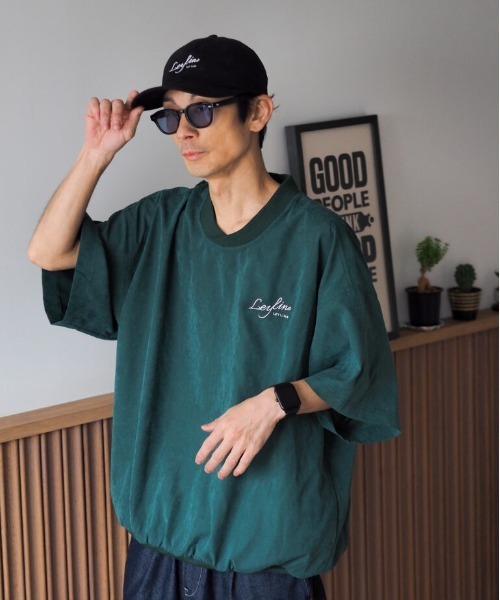 NO WAY（ノーウェイ）の「/Bz/Premium Suede tee / スウェードタッチ 裾リブ オーバーサイズTシャツ（Tシャツ/カットソー・メンズ・ネイビー/グリーン・LARGE/X-LARGE/MEDIUM）」の3枚目の写真