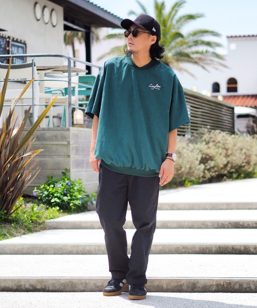 NO WAY（ノーウェイ）の「/Bz/Premium Suede tee / スウェードタッチ 裾リブ オーバーサイズTシャツ（Tシャツ/カットソー・メンズ・ネイビー/グリーン・LARGE/X-LARGE/MEDIUM）」の8枚目の写真