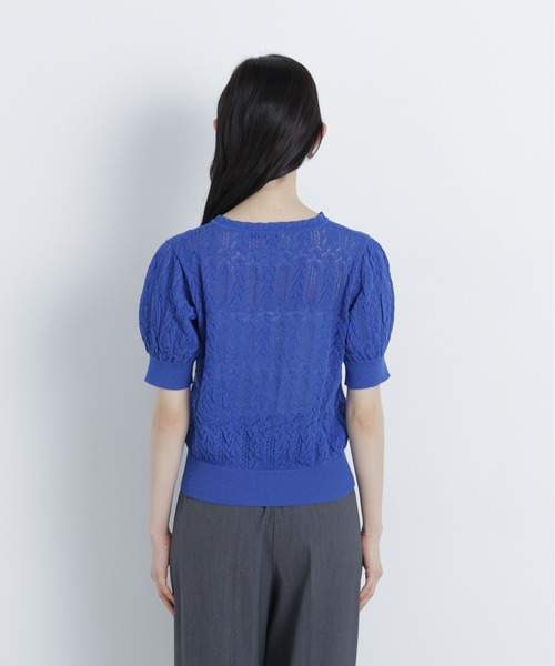 N.(N. Natural Beauty Basic)(エヌエヌナチュラルビューティーベーシック)の「レーストリミング柄編みニット(ニット/セーター・レディース・ブラック/ブルー/オフホワイト・フリ-)」の7枚目の写真