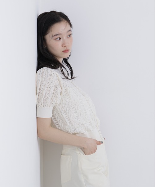 N.(N. Natural Beauty Basic)(エヌエヌナチュラルビューティーベーシック)の「レーストリミング柄編みニット(ニット/セーター・レディース・ブラック/ブルー/オフホワイト・フリ-)」の13枚目の写真