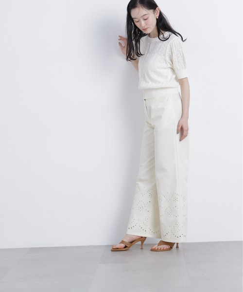 N.(N. Natural Beauty Basic)(エヌエヌナチュラルビューティーベーシック)の「レーストリミング柄編みニット(ニット/セーター・レディース・ブラック/ブルー/オフホワイト・フリ-)」の18枚目の写真