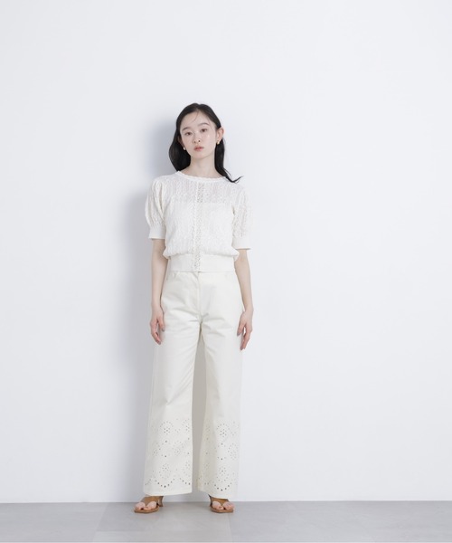 N.(N. Natural Beauty Basic)(エヌエヌナチュラルビューティーベーシック)の「レーストリミング柄編みニット(ニット/セーター・レディース・ブラック/ブルー/オフホワイト・フリ-)」の19枚目の写真