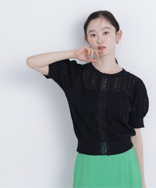N.(N. Natural Beauty Basic)(エヌエヌナチュラルビューティーベーシック)の「レーストリミング柄編みニット(ニット/セーター・レディース・ブラック/ブルー/オフホワイト・フリ-)」の21枚目の写真