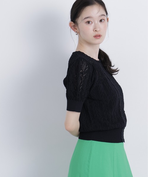 N.(N. Natural Beauty Basic)(エヌエヌナチュラルビューティーベーシック)の「レーストリミング柄編みニット(ニット/セーター・レディース・ブラック/ブルー/オフホワイト・フリ-)」の22枚目の写真