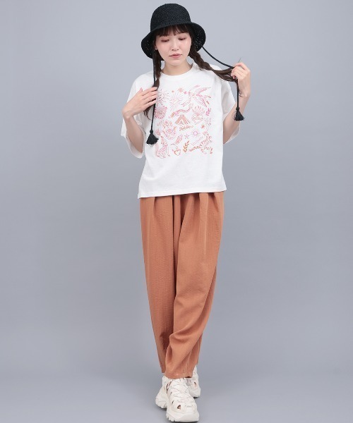 チチカカ（チチカカ）の「メヒコモチーフ刺繍Ｔシャツ（Tシャツ/カットソー・レディース・ブルーグリーン/チャコールグレー/オフホワイト・FREE）」の4枚目の写真