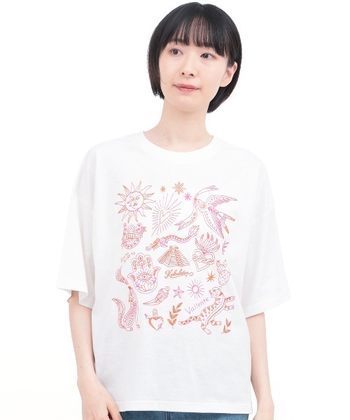 チチカカ（チチカカ）の「メヒコモチーフ刺繍Ｔシャツ（Tシャツ/カットソー・レディース・ブルーグリーン/チャコールグレー/オフホワイト・FREE）」の7枚目の写真