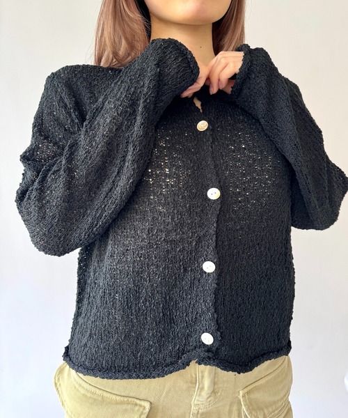 Port(ポート)の「【 New market 】 透かし編み ロングスリーブ カーディガン(カーディガン/ボレロ・レディース・ブラック/サックスブルー/ホワイト・FREE)」の6枚目の写真