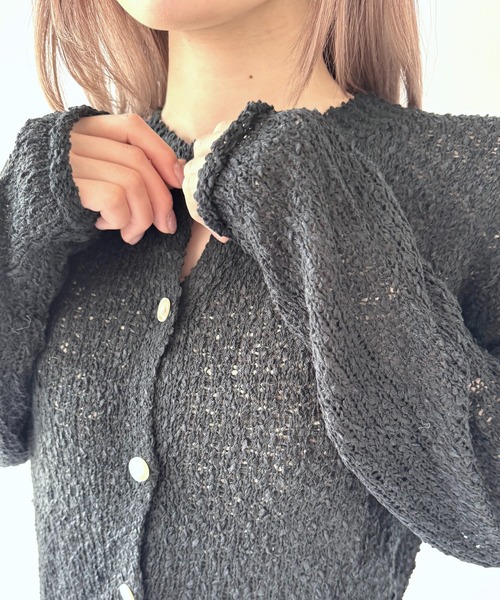 Port(ポート)の「【 New market 】 透かし編み ロングスリーブ カーディガン(カーディガン/ボレロ・レディース・ブラック/サックスブルー/ホワイト・FREE)」の7枚目の写真