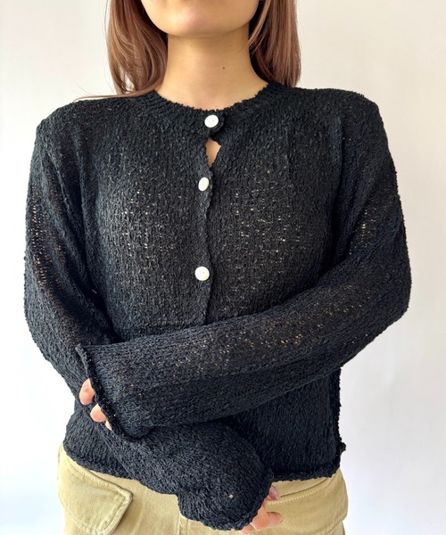 Port(ポート)の「【 New market 】 透かし編み ロングスリーブ カーディガン(カーディガン/ボレロ・レディース・ブラック/サックスブルー/ホワイト・FREE)」の8枚目の写真