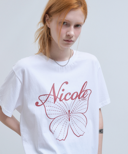 NICK&NICOLE(ニックアンドニコール)の「NICOLE BUTTERFLY SLEEVE TOP_WHITE BURGUNDY(Tシャツ/カットソー・レディース・その他・LARGE/MEDIUM)」の2枚目の写真