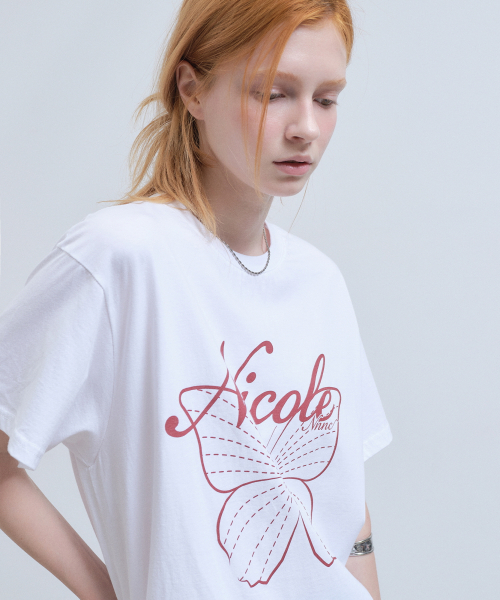 NICK&NICOLE(ニックアンドニコール)の「NICOLE BUTTERFLY SLEEVE TOP_WHITE BURGUNDY(Tシャツ/カットソー・レディース・その他・LARGE/MEDIUM)」の3枚目の写真