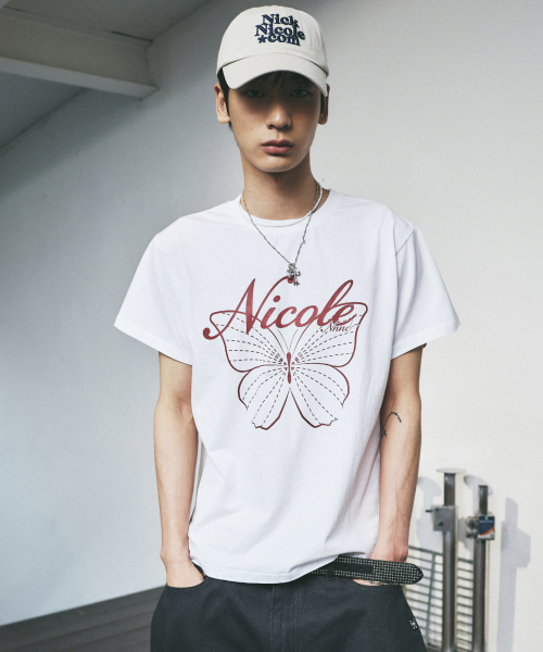 NICK&NICOLE(ニックアンドニコール)の「NICOLE BUTTERFLY SLEEVE TOP_WHITE BURGUNDY(Tシャツ/カットソー・レディース・その他・LARGE/MEDIUM)」の5枚目の写真